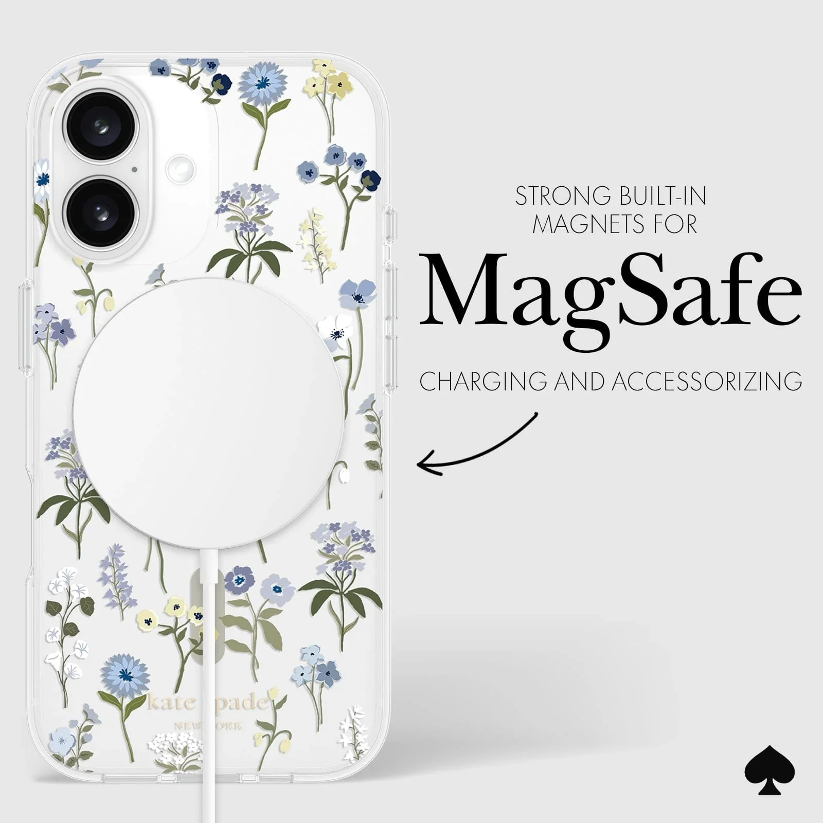 Kate Spade Precious Bloom MagSafe Case for iPhone 16 Plus Clear / Blue - Image 6