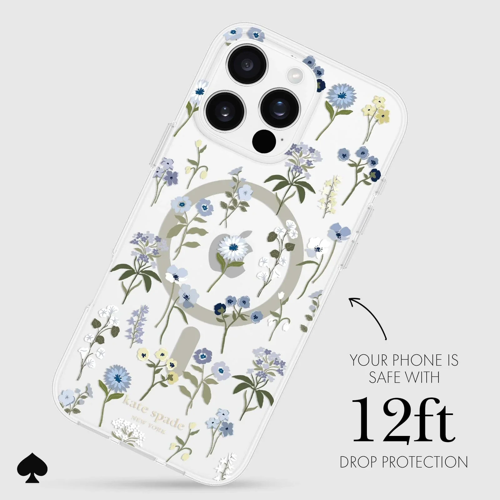 Kate Spade Precious Bloom MagSafe Case for iPhone 16 Pro Max Clear / Blue - Image 4