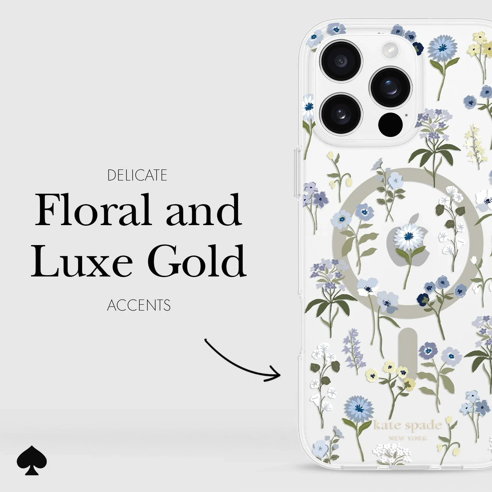 Kate Spade Precious Bloom MagSafe Case for iPhone 16 Pro Max Clear / Blue - Image 6