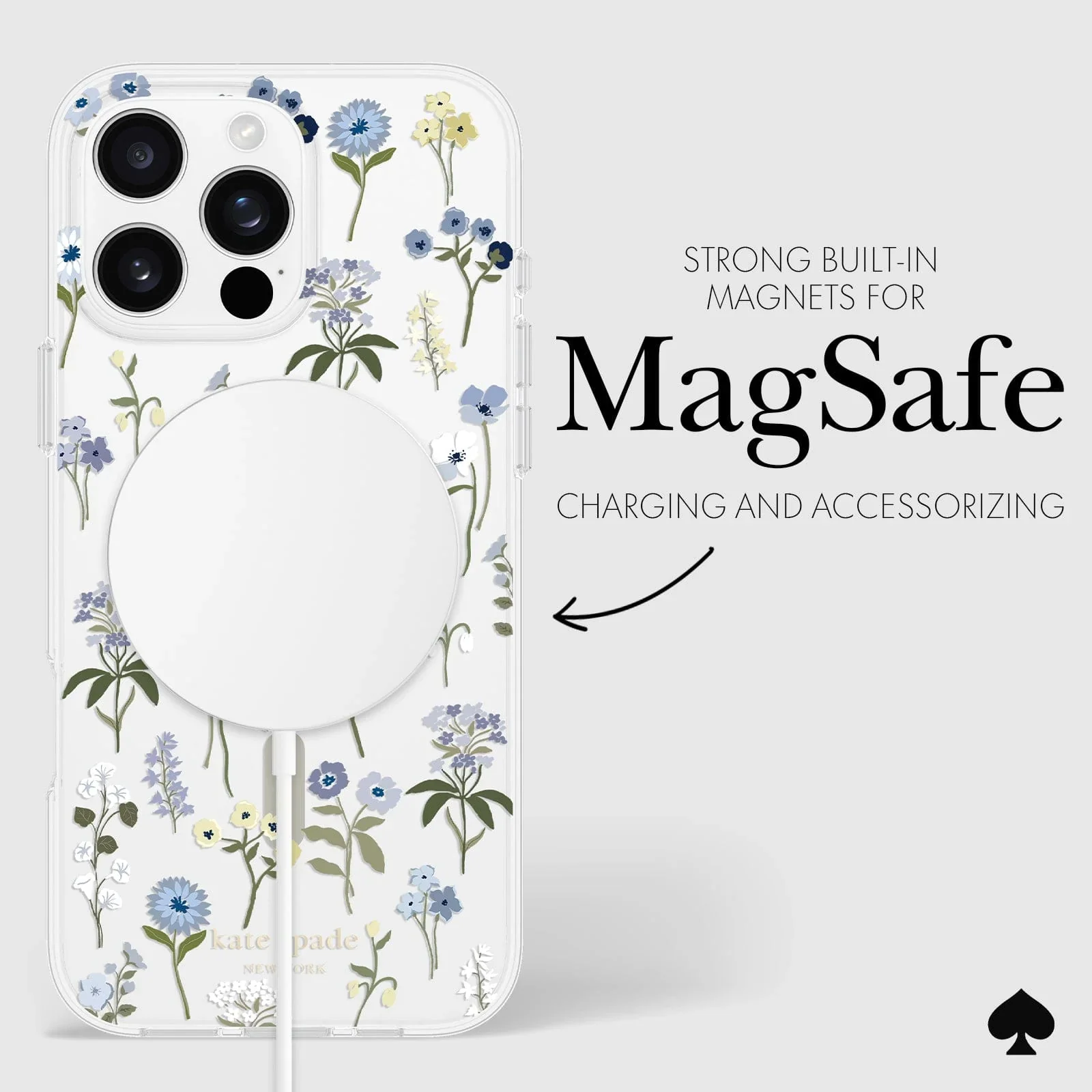 Kate Spade Precious Bloom MagSafe Case for iPhone 16 Pro Max Clear / Blue - Image 7