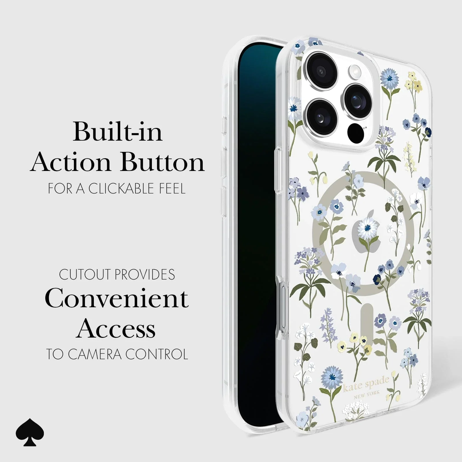 Kate Spade Precious Bloom MagSafe Case for iPhone 16 Pro Max Clear / Blue - Image 8