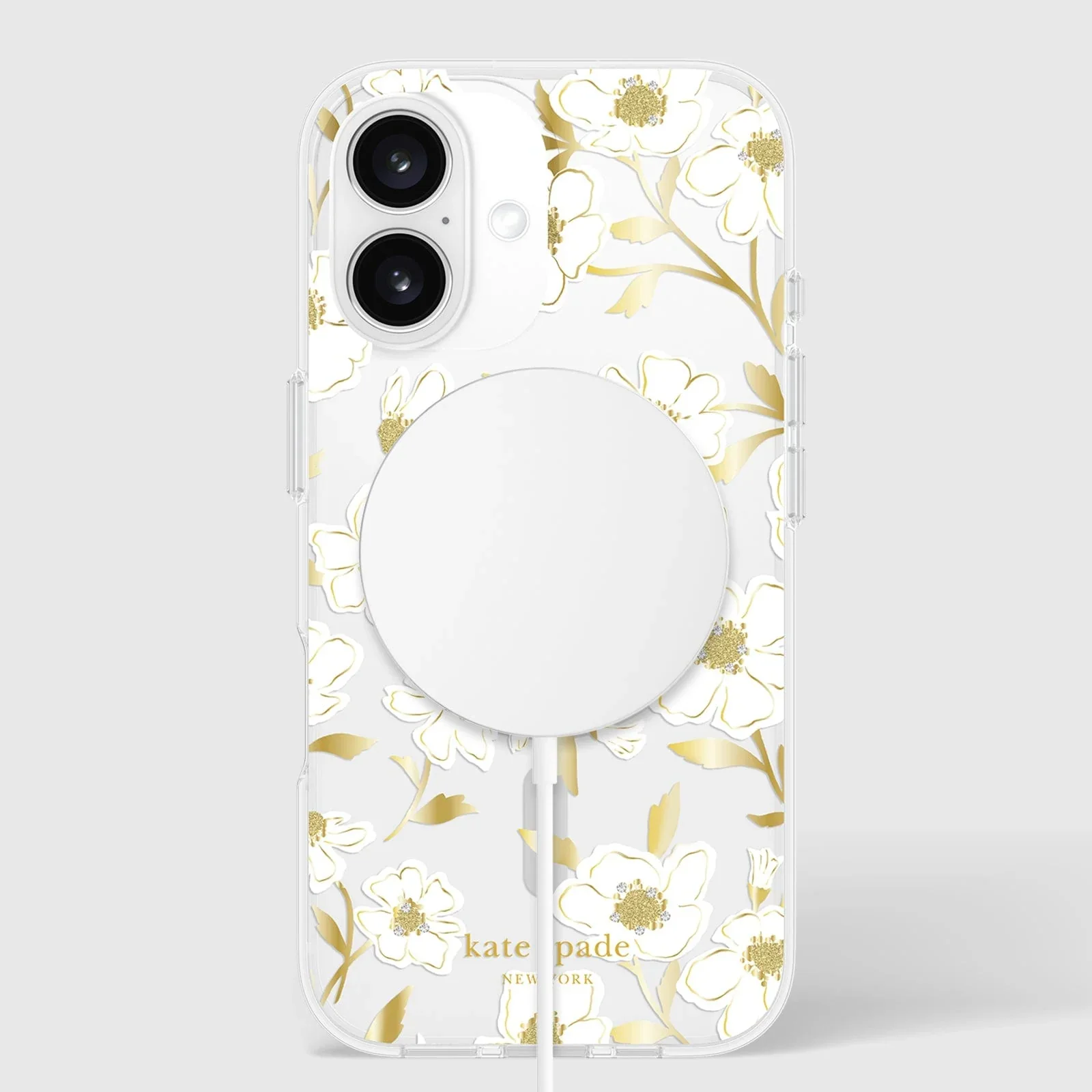 Kate Spade Sunshine Floral MagSafe Case for iPhone 16 Standard Clear / Gold - Image 2