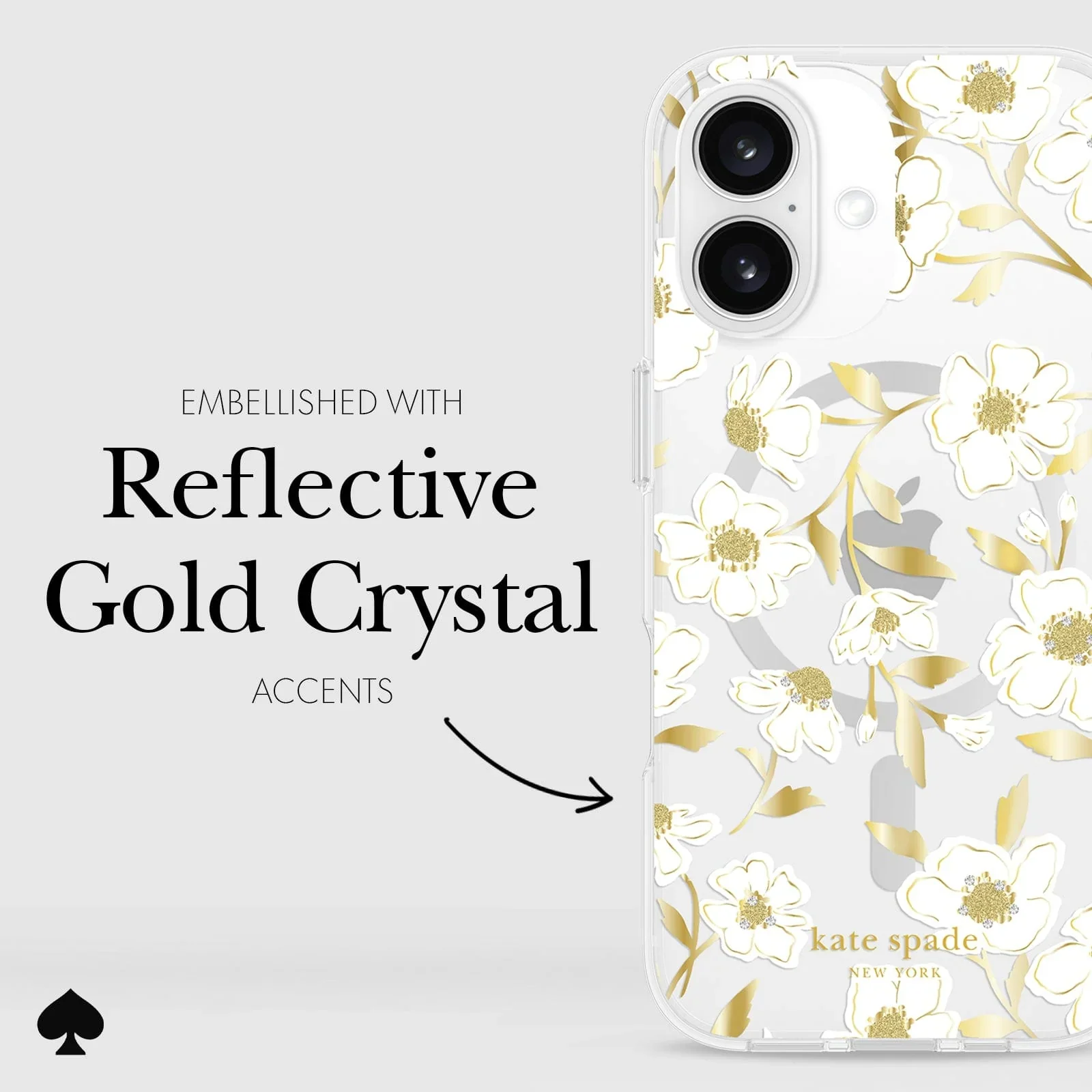 Kate Spade Sunshine Floral MagSafe Case for iPhone 16 Standard Clear / Gold - Image 5
