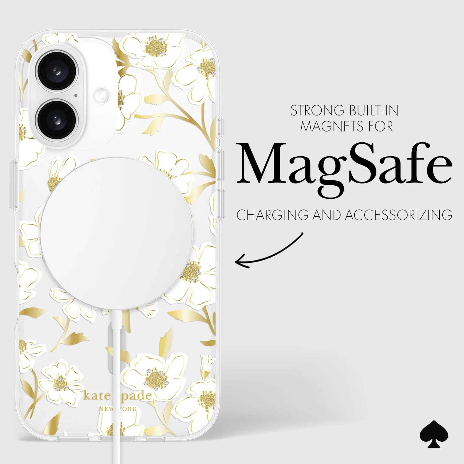 Kate Spade Sunshine Floral MagSafe Case for iPhone 16 Standard Clear / Gold - Image 6