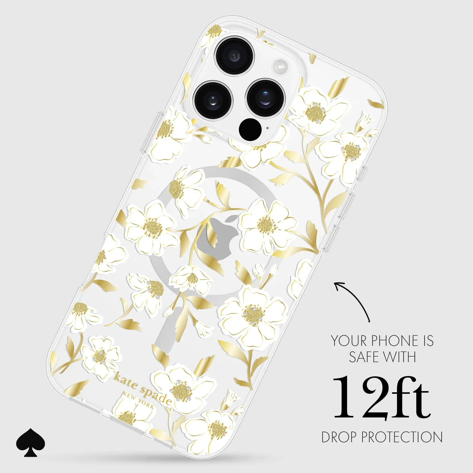 Kate Spade Sunshine Floral MagSafe Case for iPhone 16 Pro Max Clear / Gold - Image 3