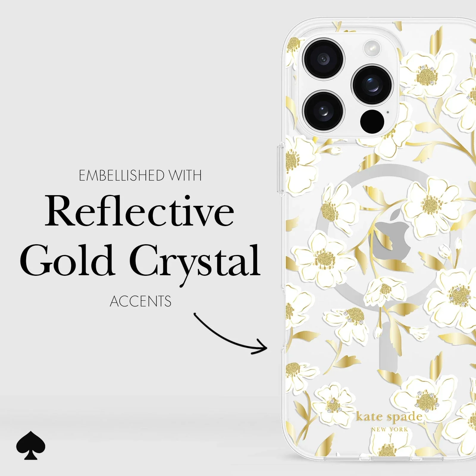 Kate Spade Sunshine Floral MagSafe Case for iPhone 16 Pro Max Clear / Gold - Image 5
