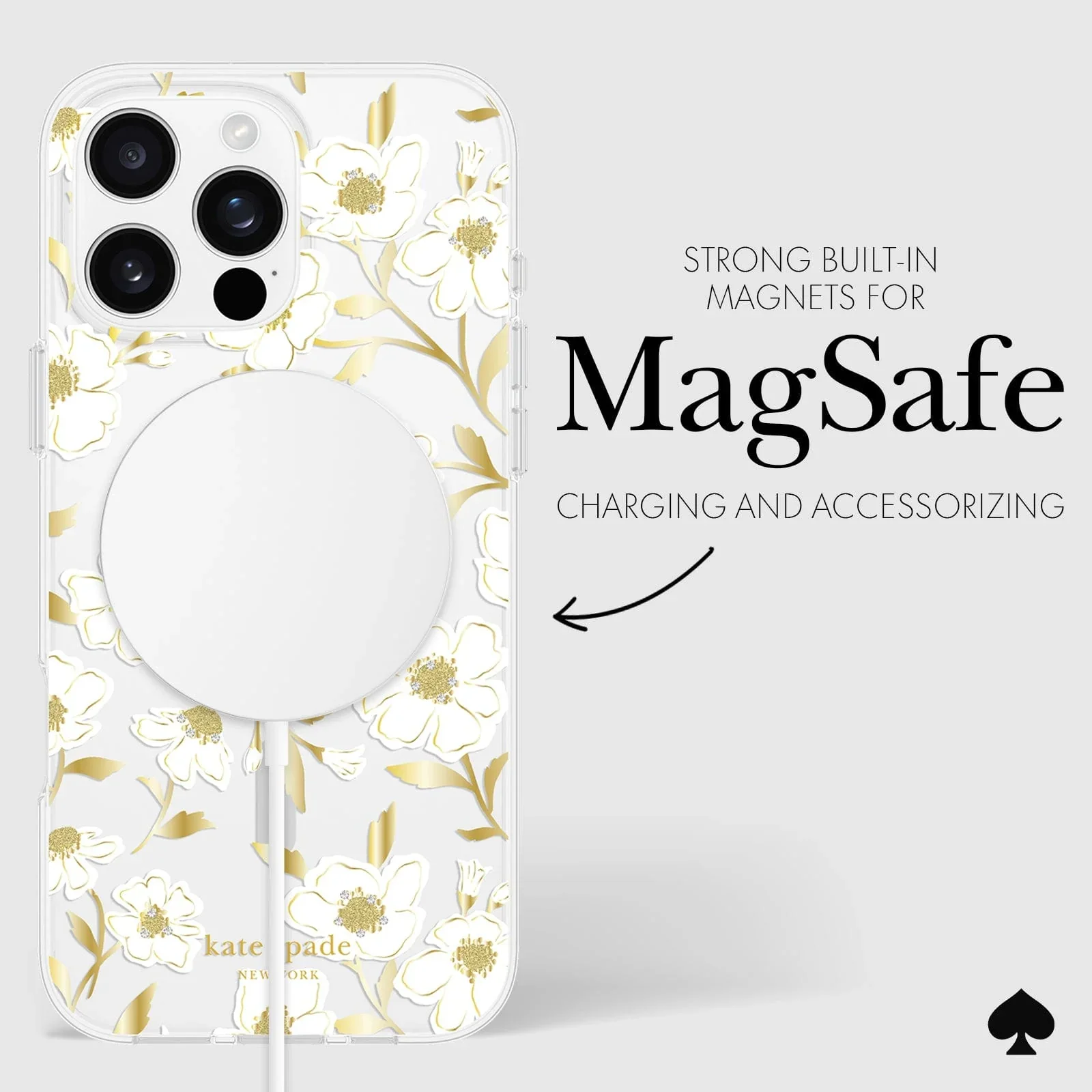 Kate Spade Sunshine Floral MagSafe Case for iPhone 16 Pro Max Clear / Gold - Image 6