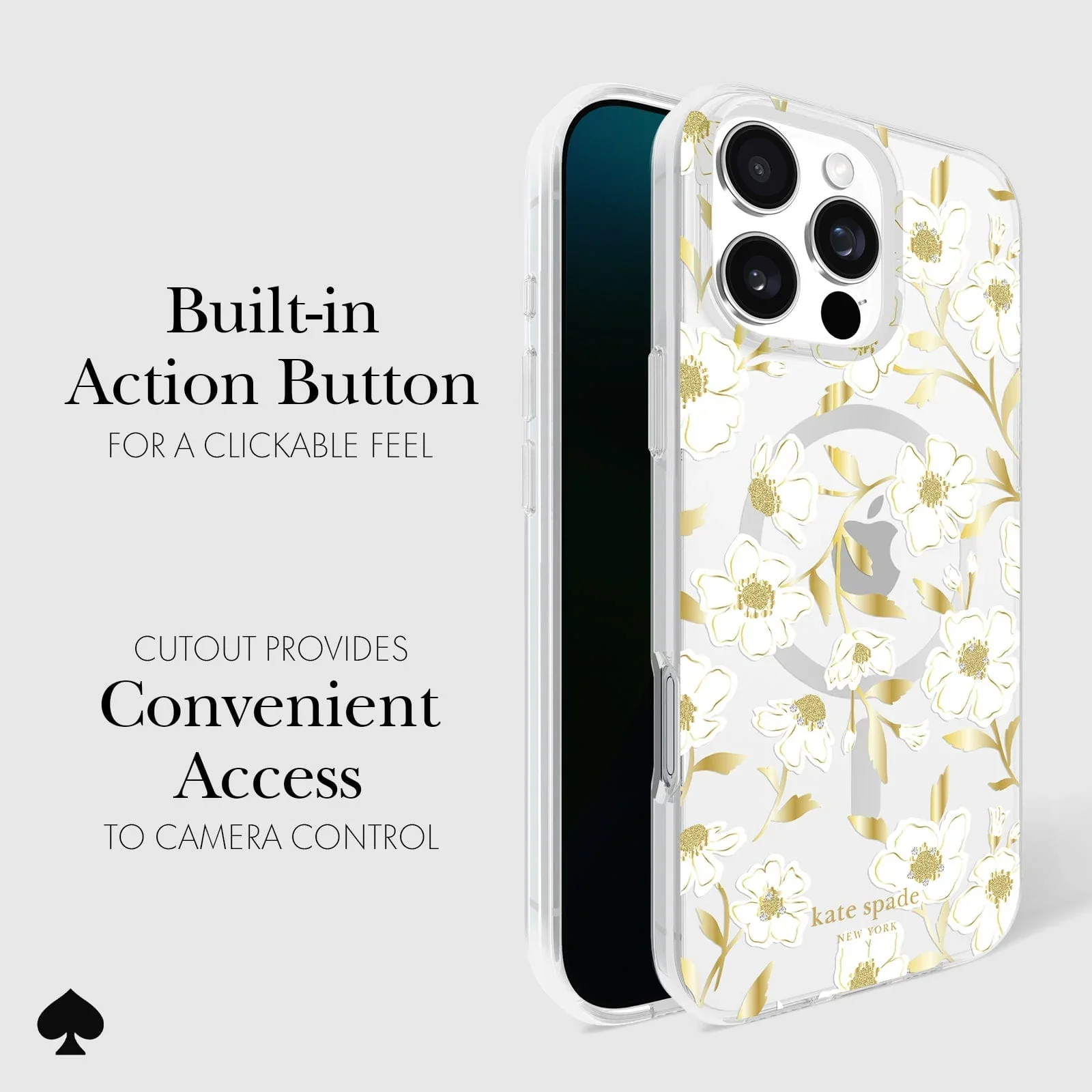 Kate Spade Sunshine Floral MagSafe Case for iPhone 16 Pro Max Clear / Gold - Image 8