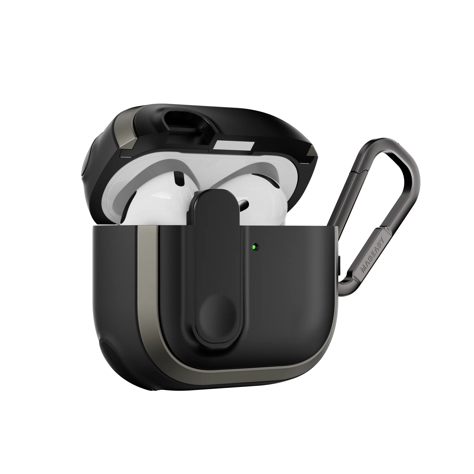 Mageasy Airpod 4 Outdoor Case Odyssey Magnetic Closure & Wrist Strap - Metal Black - Image 4