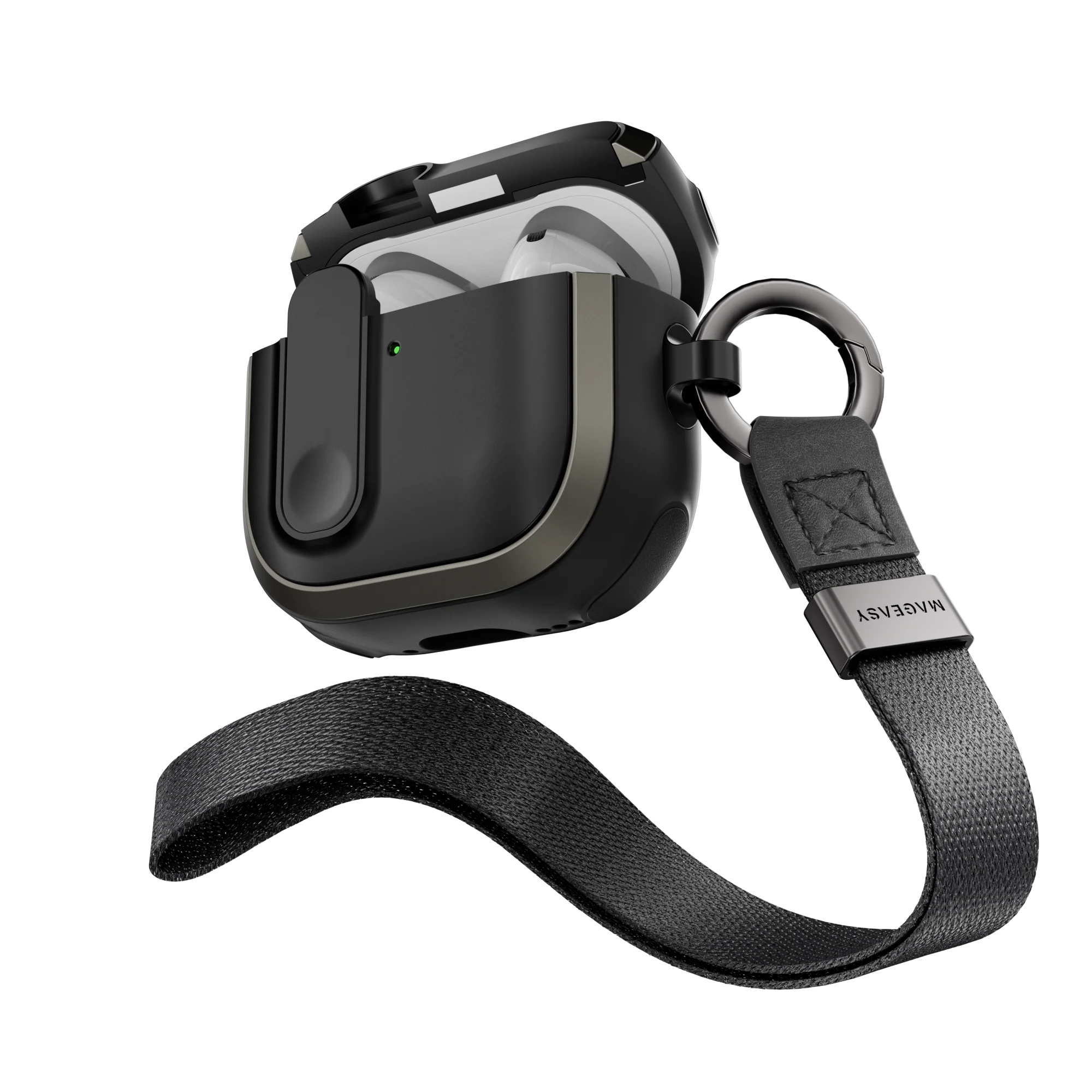 Mageasy Airpod 4 Outdoor Case Odyssey Magnetic Closure & Wrist Strap - Metal Black - Image 8