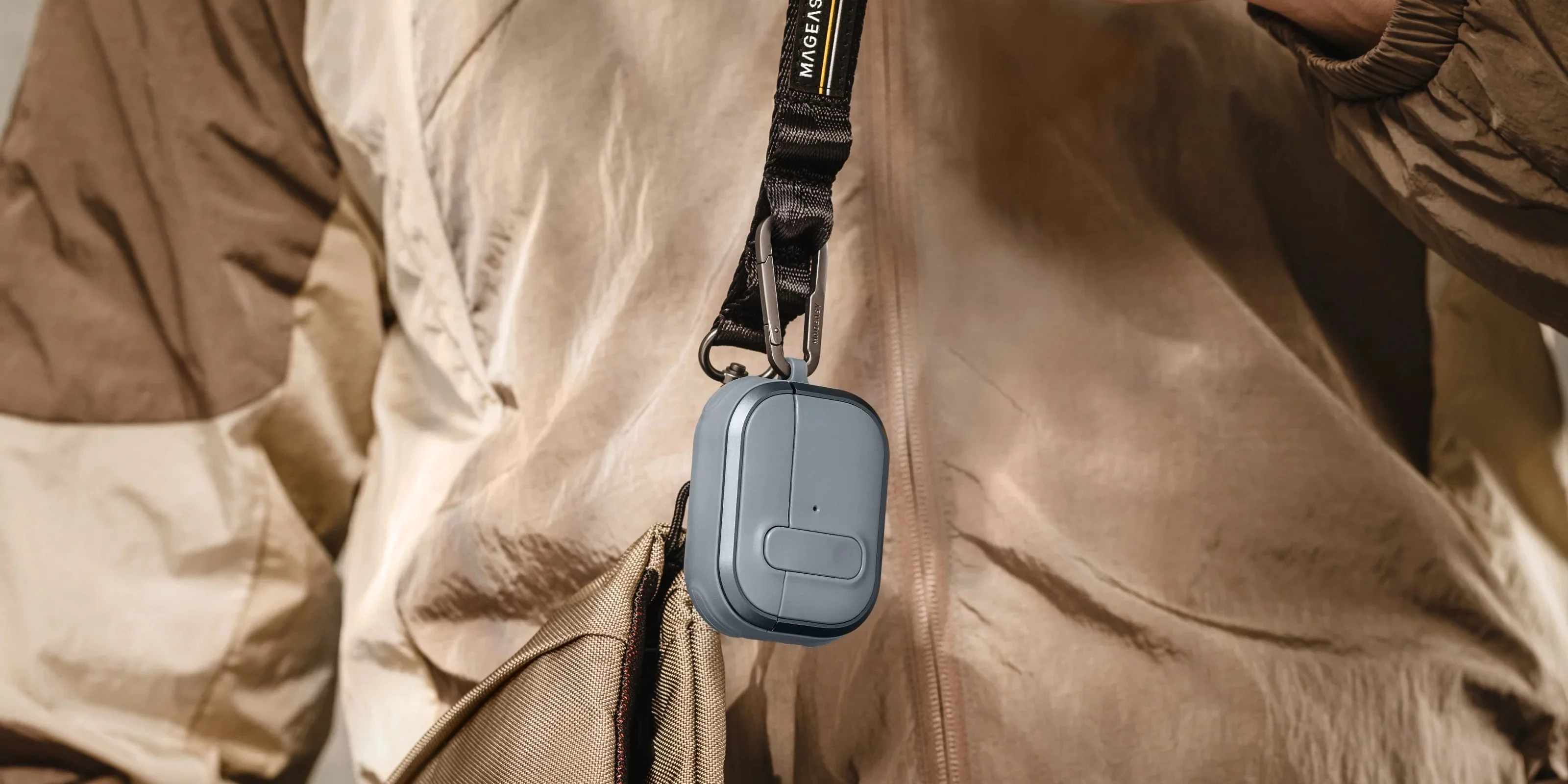 Mageasy Airpod 4 Outdoor Case Odyssey Magnetic Closure & Wrist Strap - Metal Blue Gray - Image 13