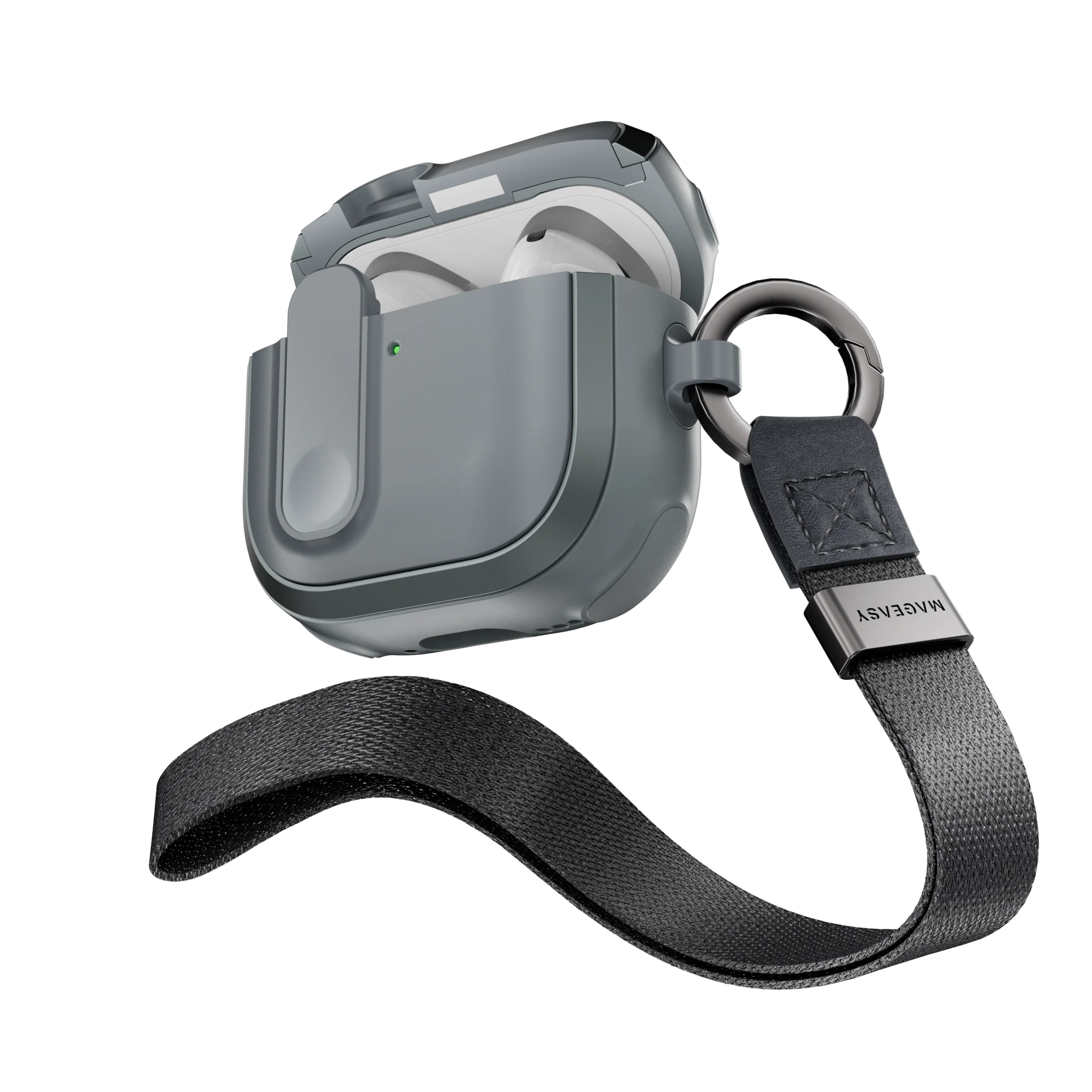 Mageasy Airpod 4 Outdoor Case Odyssey Magnetic Closure & Wrist Strap - Metal Blue Gray - Image 8
