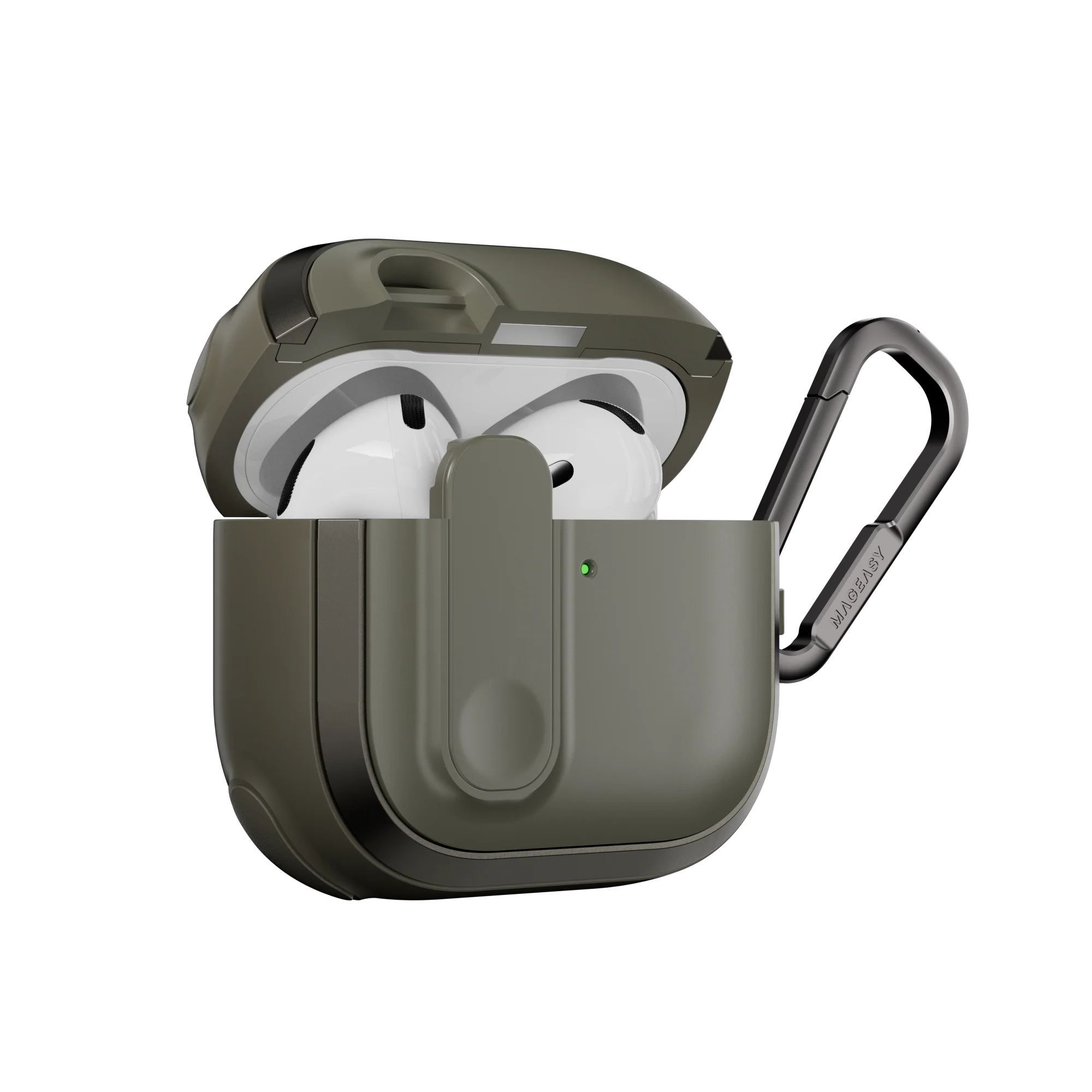 Mageasy Airpod 4 Outdoor Case Odyssey Magnetic Closure & Wrist Strap - Metal Green - Image 4