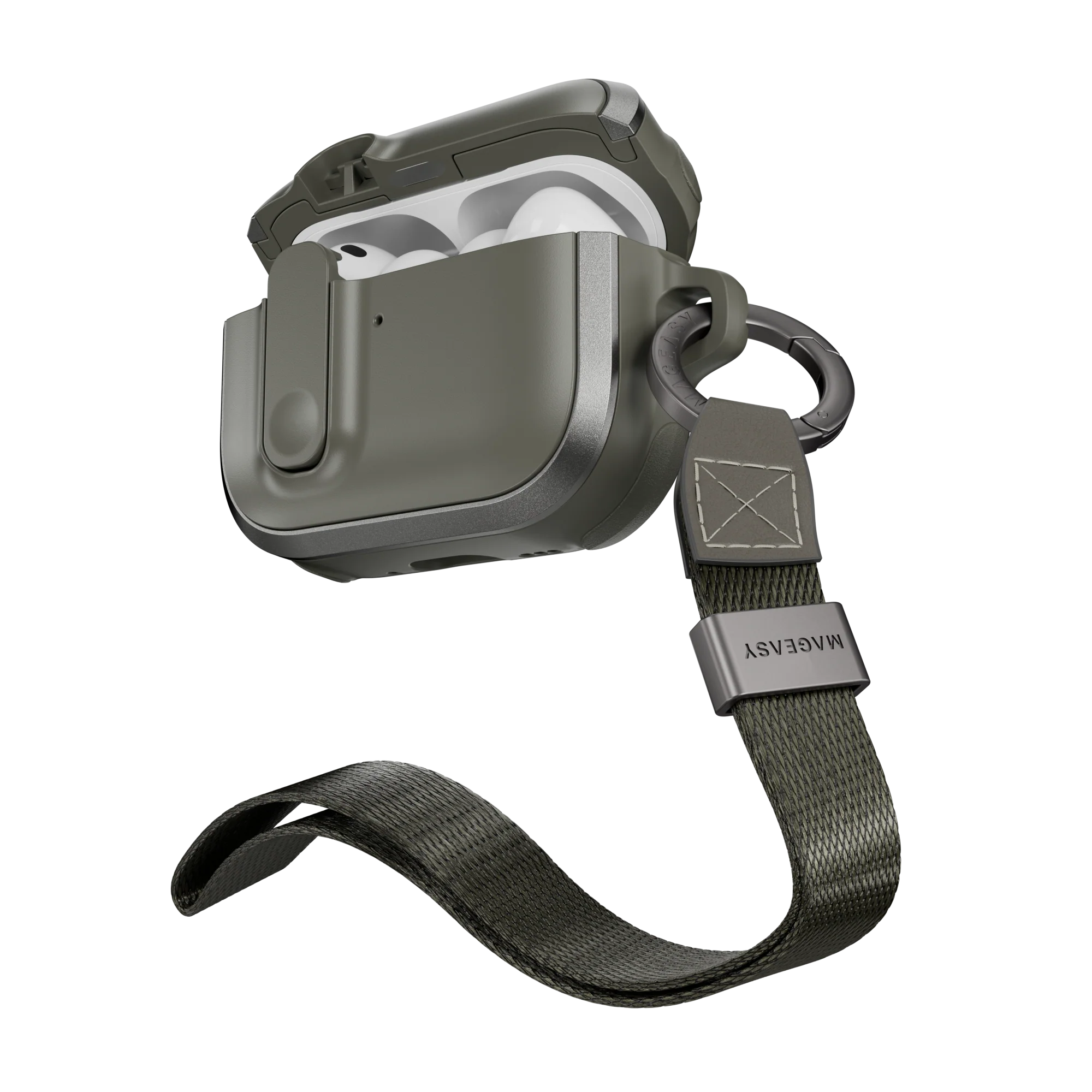 Mageasy Airpod Pro 3 Outdoor Case Odyssey Magnetic Closure & Wrist Strap - Metal Green - Image 6