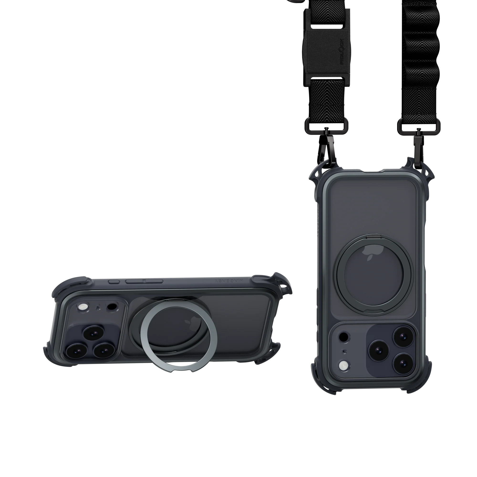 Mageasy Odyssey Ultra M 360 Tough Case & Stand & Lanyard for iPhone 17 Pro - Midnight Black - Image 2