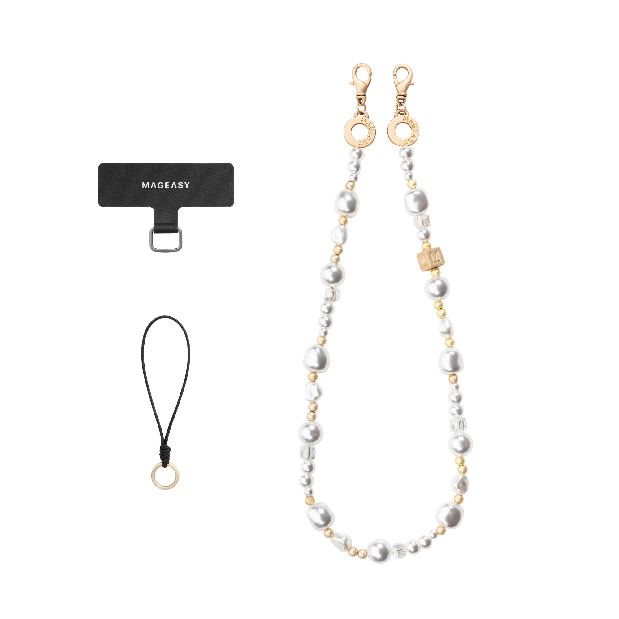 Mageasy Pearl iPhone Wrist Strap - Lobster Clasp & Charm loop - Image 2