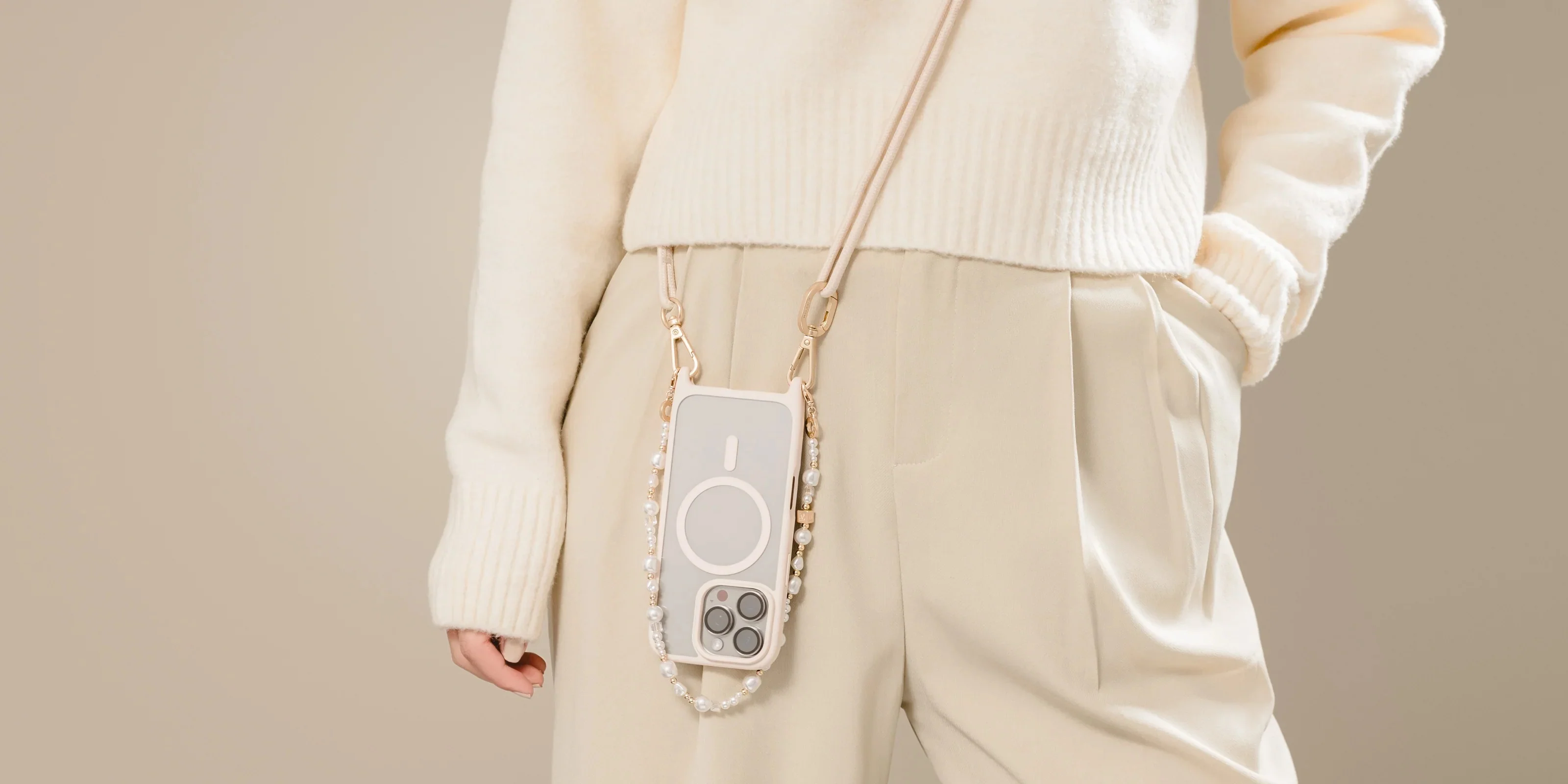 Mageasy Pearl iPhone Wrist Strap - Lobster Clasp & Charm loop - Image 6