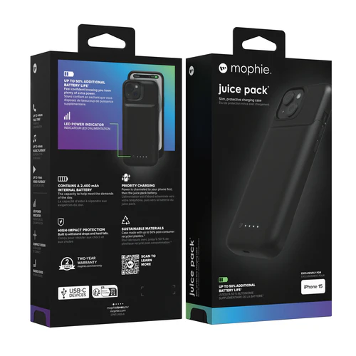 Mophie Juice Pack  2400mAh Battery Case iPhone 15 - Black - Image 8