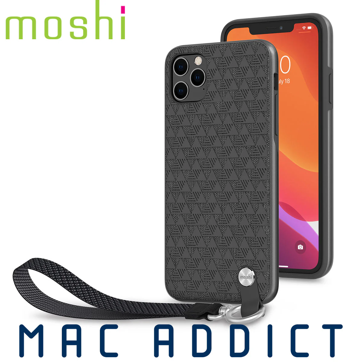 Moshi Altra Textured Protective Case w/ Wrist Strap For iPhone 11 Pro Max - Shadow Black - Image 5