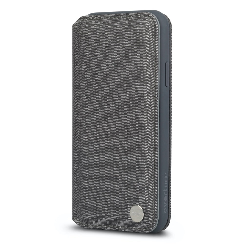 Moshi Overture Premium Folio Style Wallet Case For iPhone XS Max - Herringbone Grey - Image 5