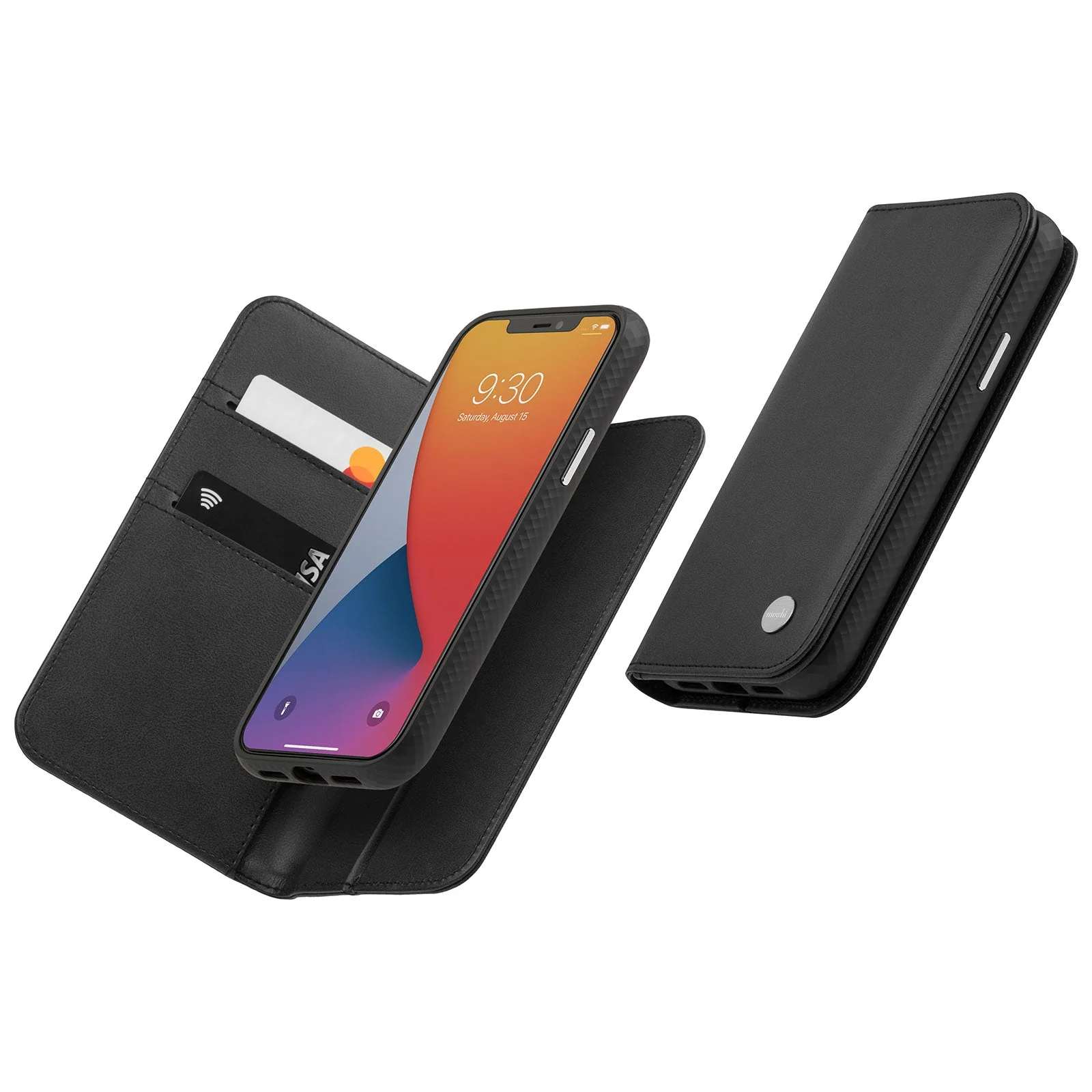 Moshi Overture Wallet Case For iPhone 12 / 12 Pro - Jet Black - Image 2