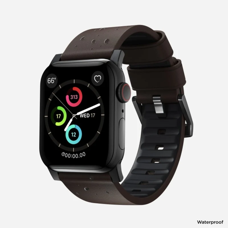 Nomad Active Band Pro 41mm Black Hardware Leather Bracelet - Classic Brown - Image 2