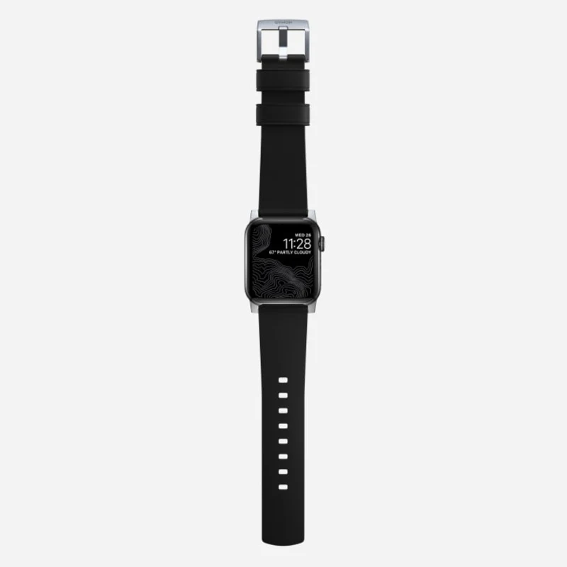 Nomad Active Band Pro 41mm Silver Hardware Leather Bracelet - Black - Image 7