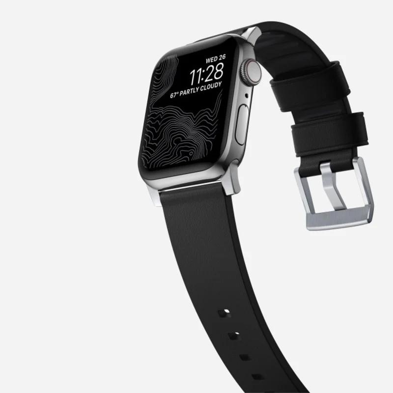 Nomad Active Band Pro 41mm Silver Hardware Leather Bracelet - Black - Image 9