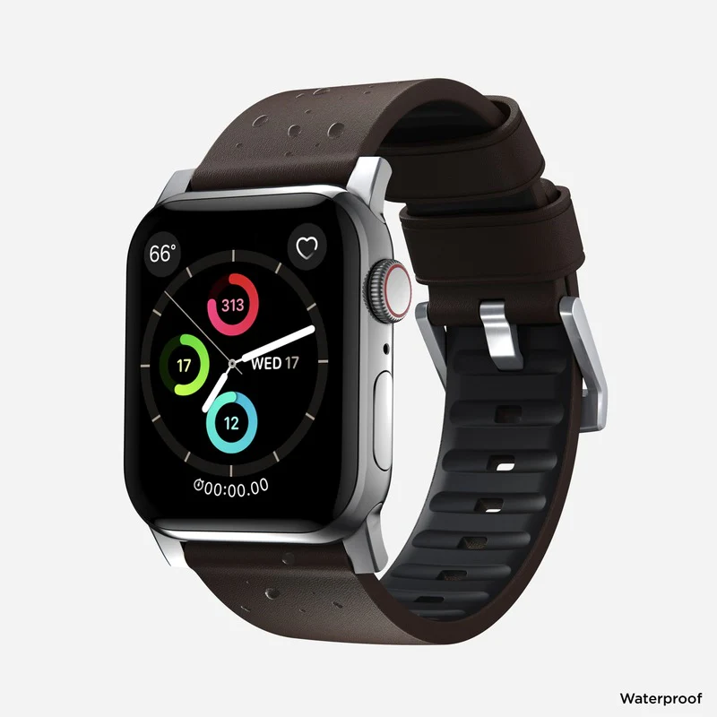 Nomad Active Band Pro 41mm Silver Hardware Leather Bracelet - Classic Brown - Image 2