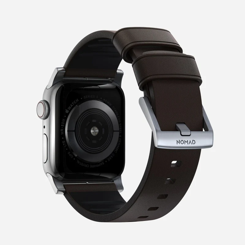 Nomad Active Band Pro 41mm Silver Hardware Leather Bracelet - Classic Brown - Image 3