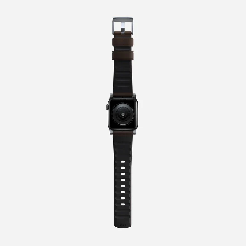 Nomad Active Band Pro 41mm Silver Hardware Leather Bracelet - Classic Brown - Image 8