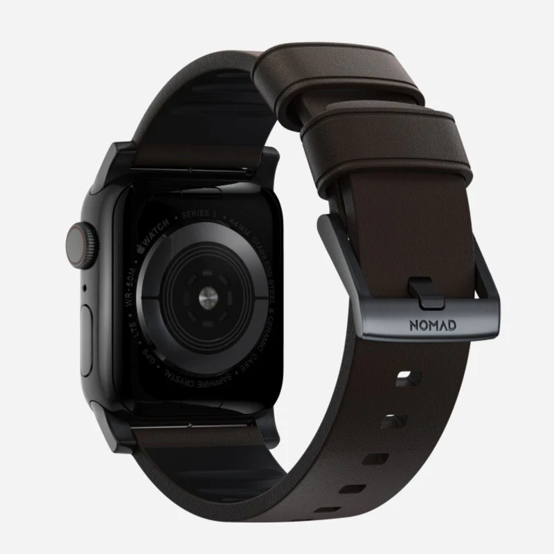 Nomad Active Band Pro 42mm/44mm/45mm/46mm/49mm Black Hardware Leather Bracelet - Classic Brown - Image 3