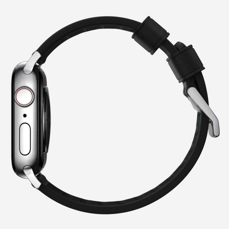 Nomad Active Band Pro 45mm Silver Hardware Leather Bracelet - Black - Image 4