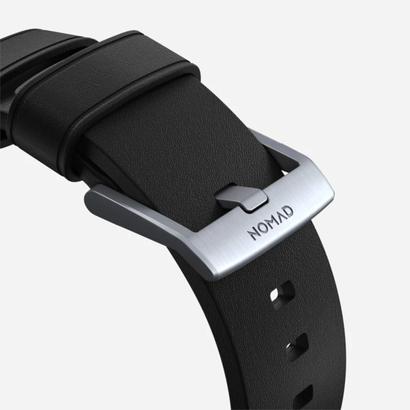 Nomad Active Band Pro 45mm Silver Hardware Leather Bracelet - Black - Image 6