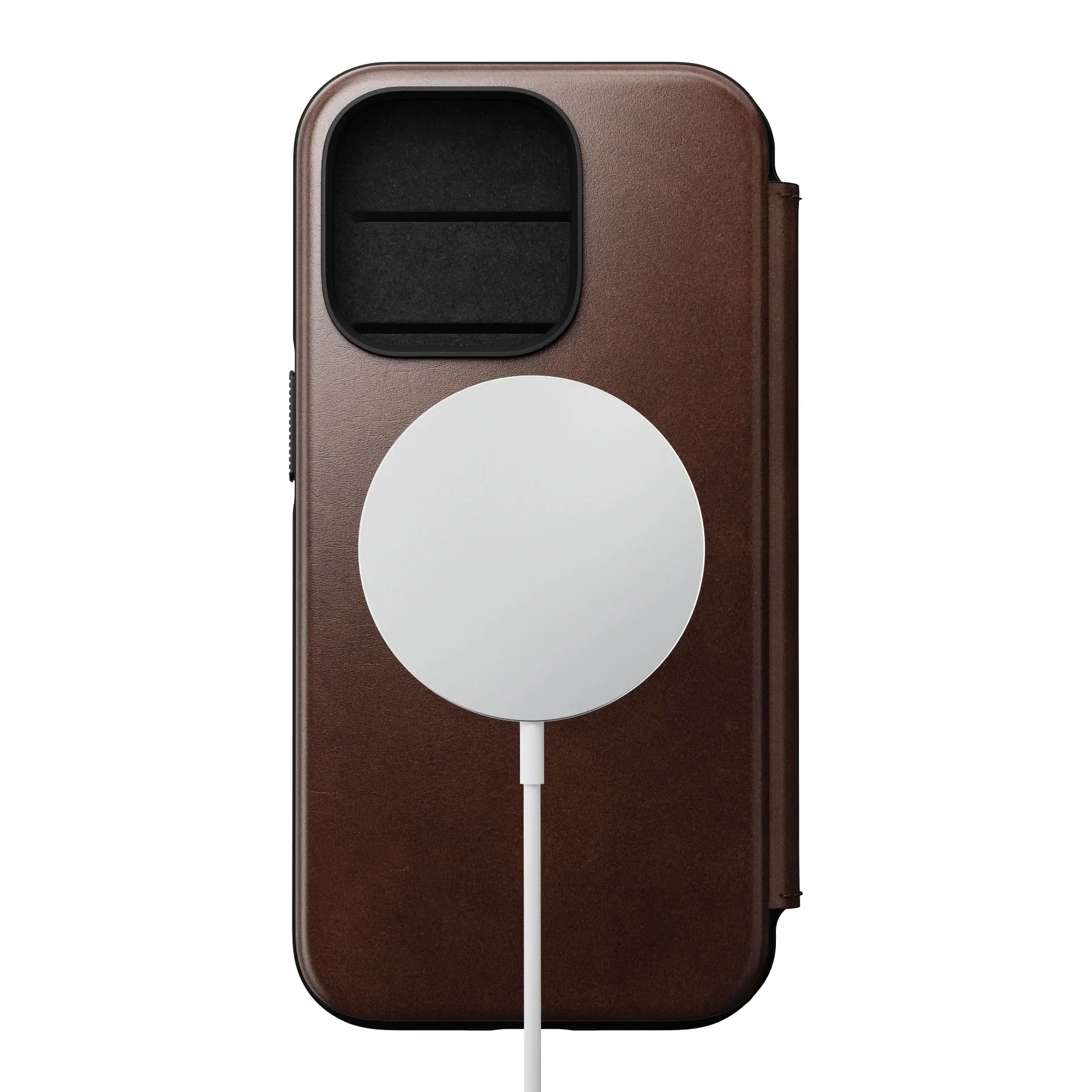 Nomad Modern Horween Leather Folio Case iPhone 14 Pro Max - Brown - Image 2