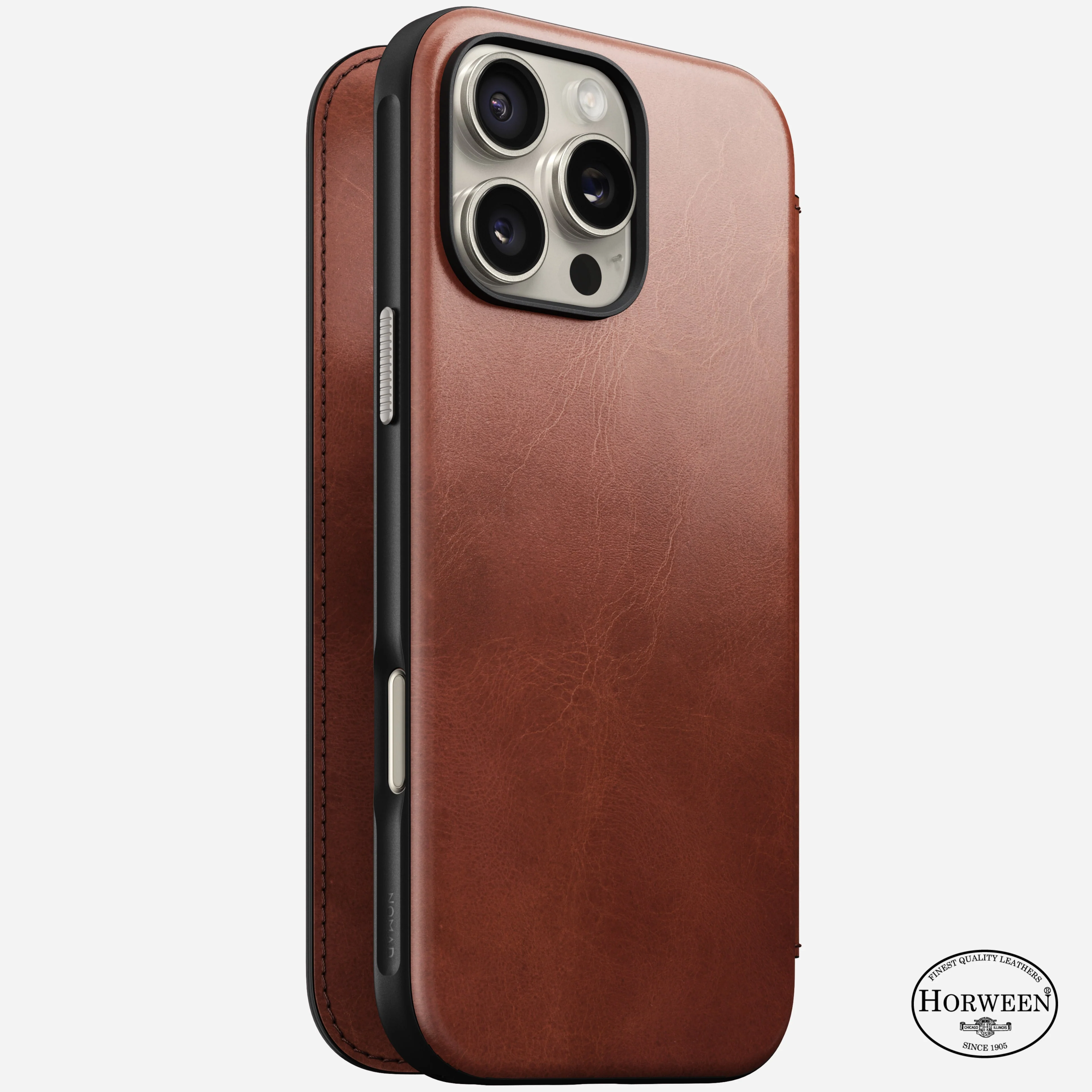 Nomad Horween Leather FOLIO Case for iPhone 16 Pro - Olde Dublin Limited Ed - Image 2