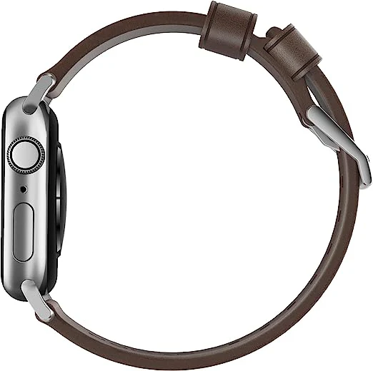 Nomad Horween Leather Modern Strap Apple Watch 1-8 41mm / 40mm - Rustic Brown & Silver - Image 10