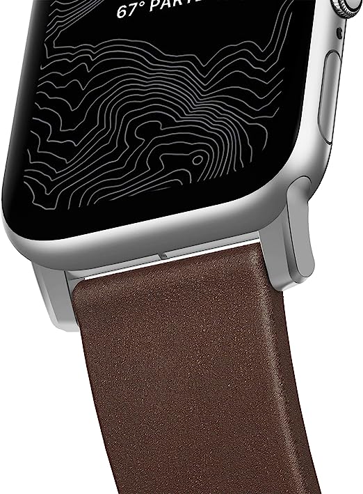 Nomad Horween Leather Modern Strap Apple Watch 1-8 41mm / 40mm - Rustic Brown & Silver - Image 11