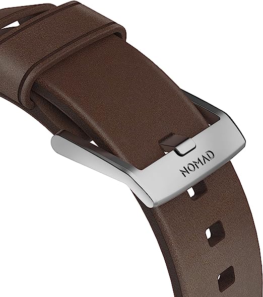 Nomad Horween Leather Modern Strap Apple Watch 1-8 41mm / 40mm - Rustic Brown & Silver - Image 12