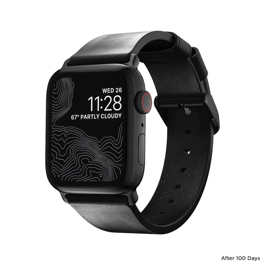 Nomad Horween Leather Modern Strap Apple Watch 1-8 41mm / 40mm - Rustic Brown & Silver - Image 7