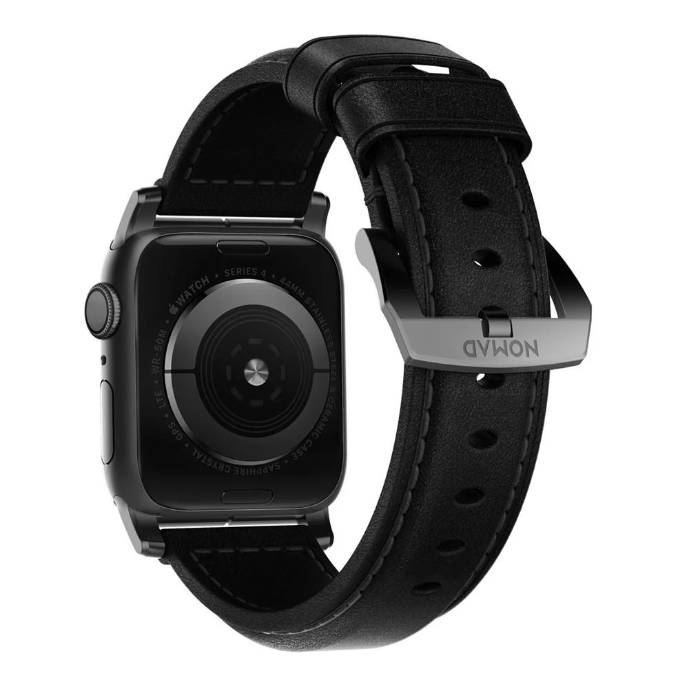Nomad Horween Leather Traditional Strap For Apple Watch 42 / 44 / 45 / 46 /49mm- BLACK - Image 2
