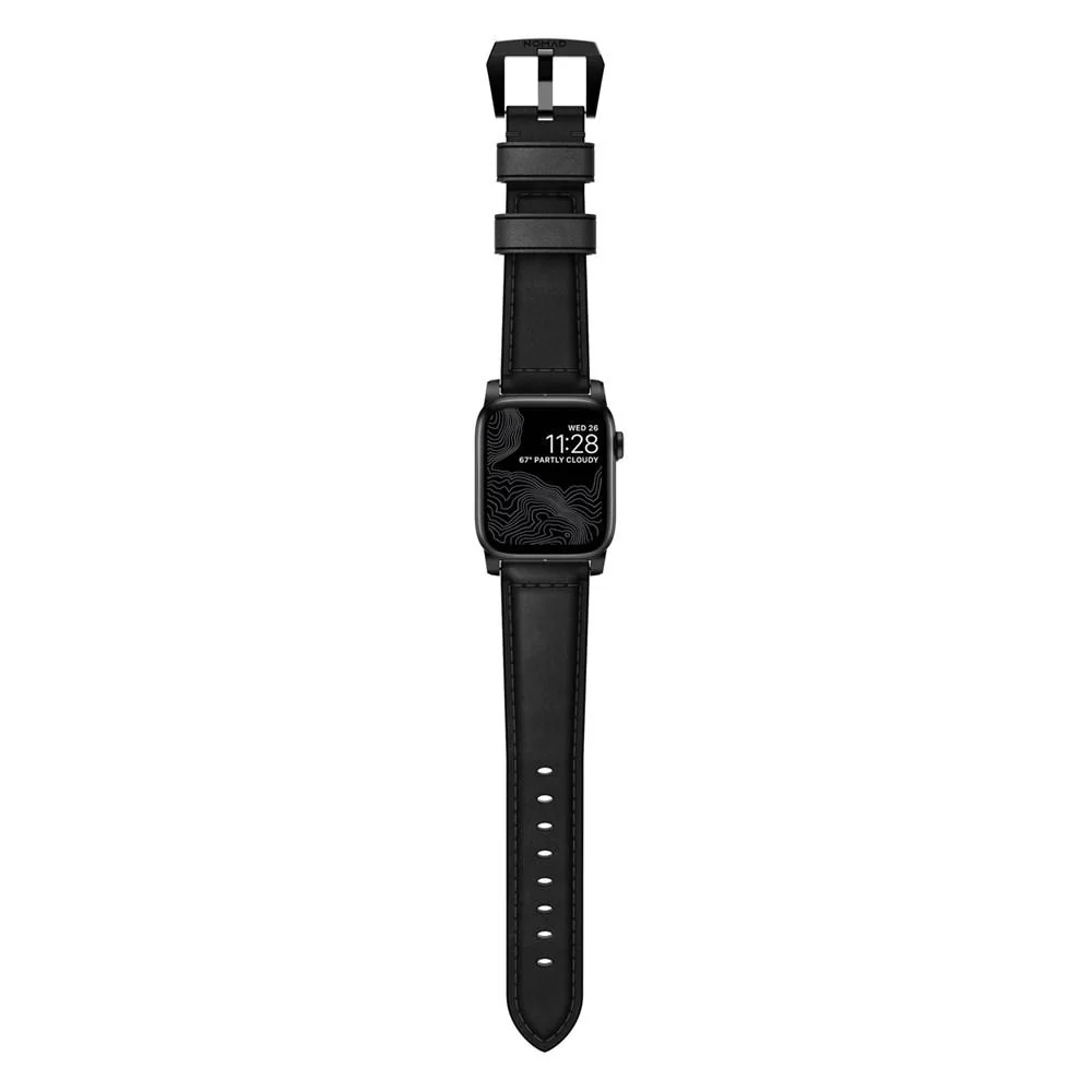 Nomad Horween Leather Traditional Strap For Apple Watch 42 / 44 / 45 / 46 /49mm- BLACK - Image 4