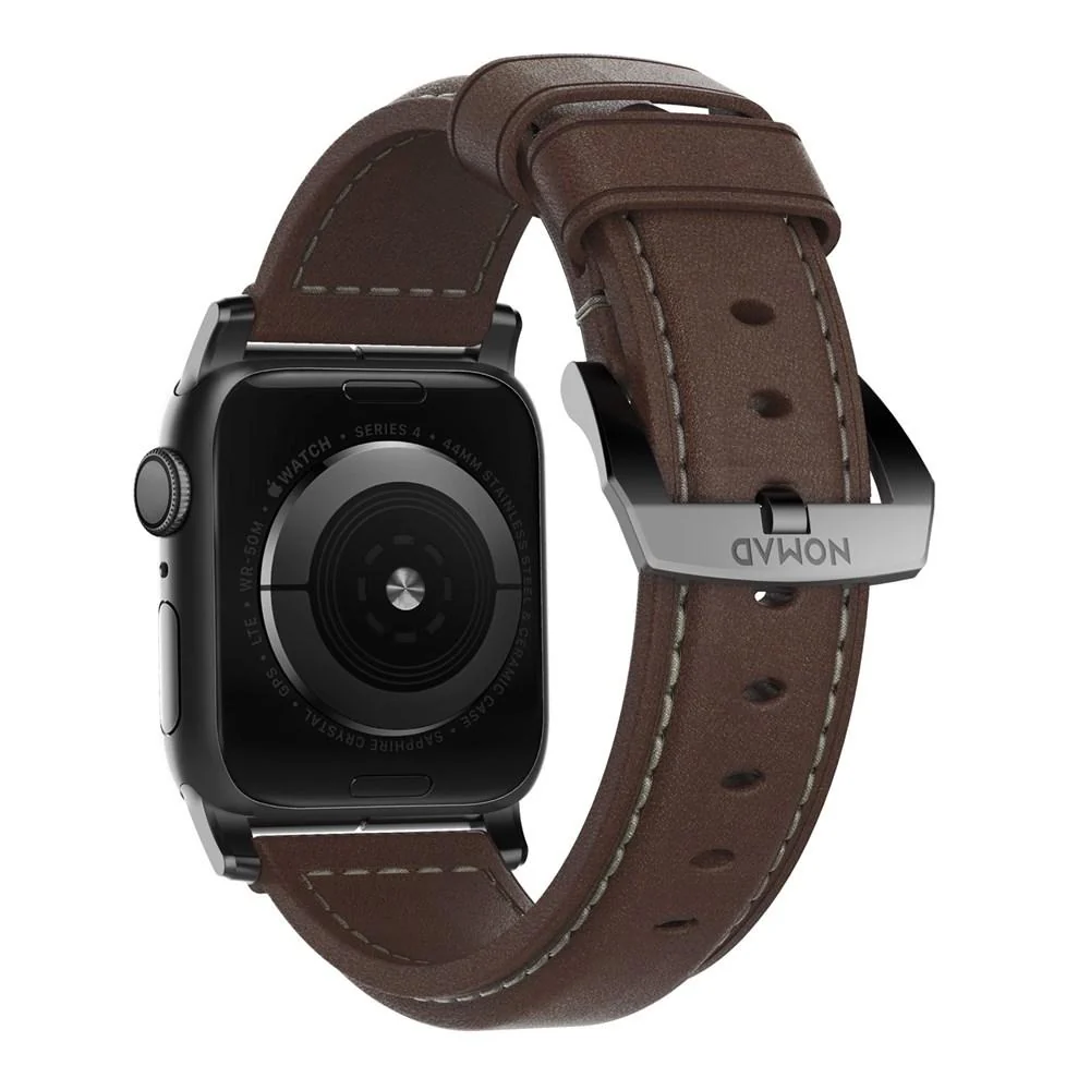 Nomad Horween Leather Traditional Strap For Apple Watch 42 / 44 / 45 / 46 / 49mm- BROWN - Image 2
