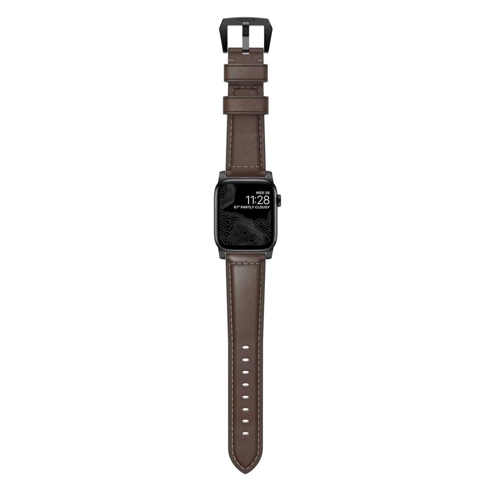 Nomad Horween Leather Traditional Strap For Apple Watch 42 / 44 / 45 / 46 / 49mm- BROWN - Image 3