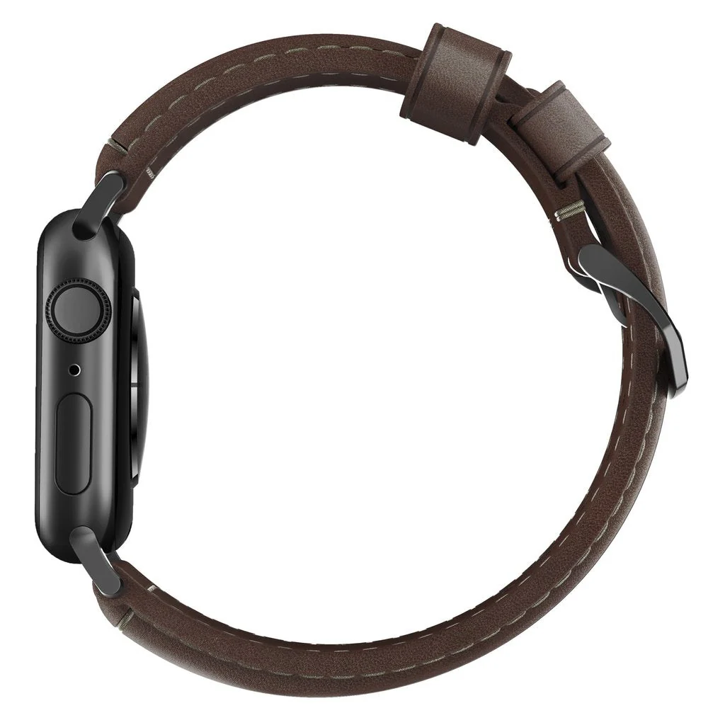 Nomad Horween Leather Traditional Strap For Apple Watch 42 / 44 / 45 / 46 / 49mm- BROWN - Image 5