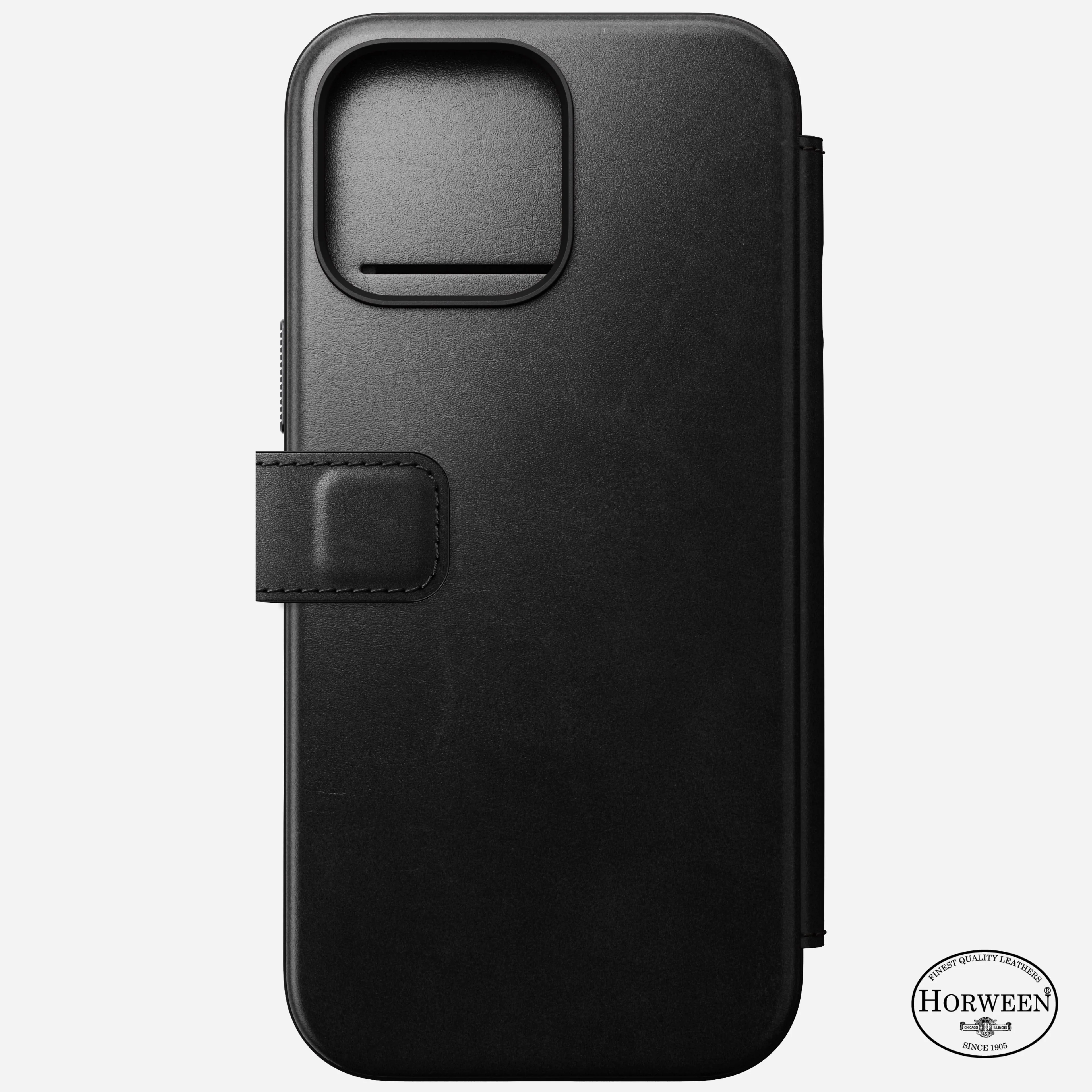 Nomad Horween Premium Leather Folio Case iPhone 16 Pro 6.3 - Black - Image 2