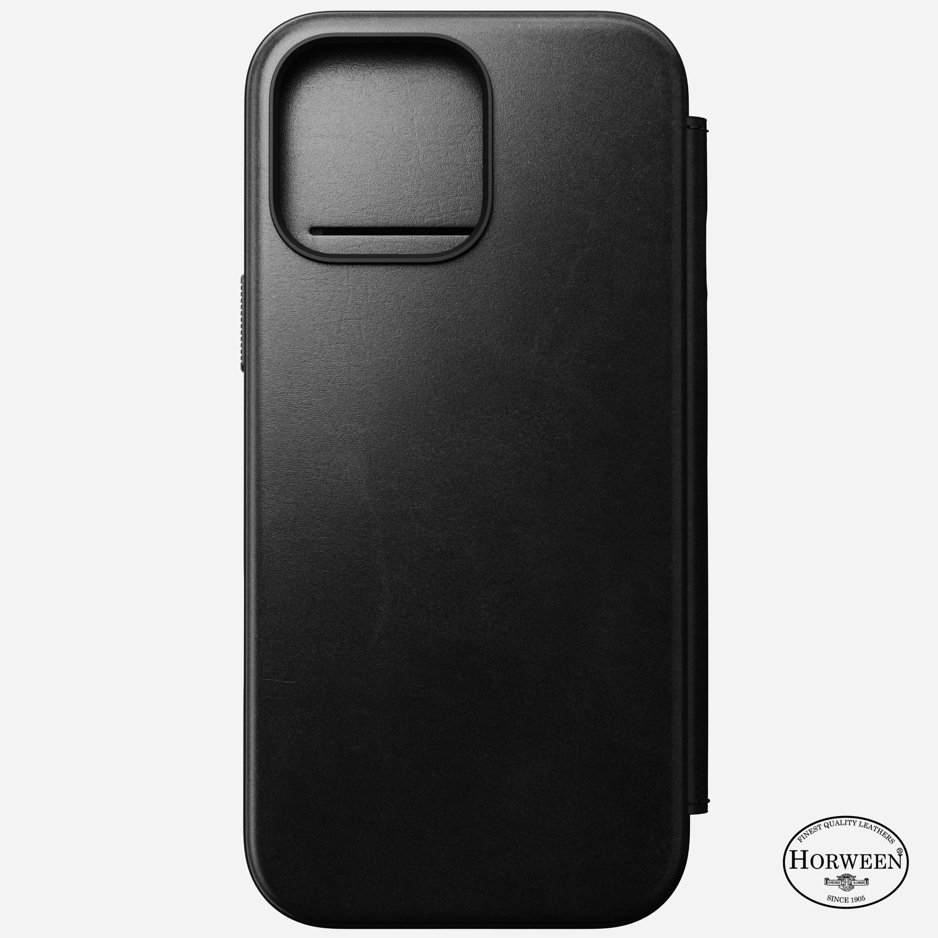Nomad Horween Premium Leather Folio Case iPhone 16 Pro 6.3 - Black - Image 4
