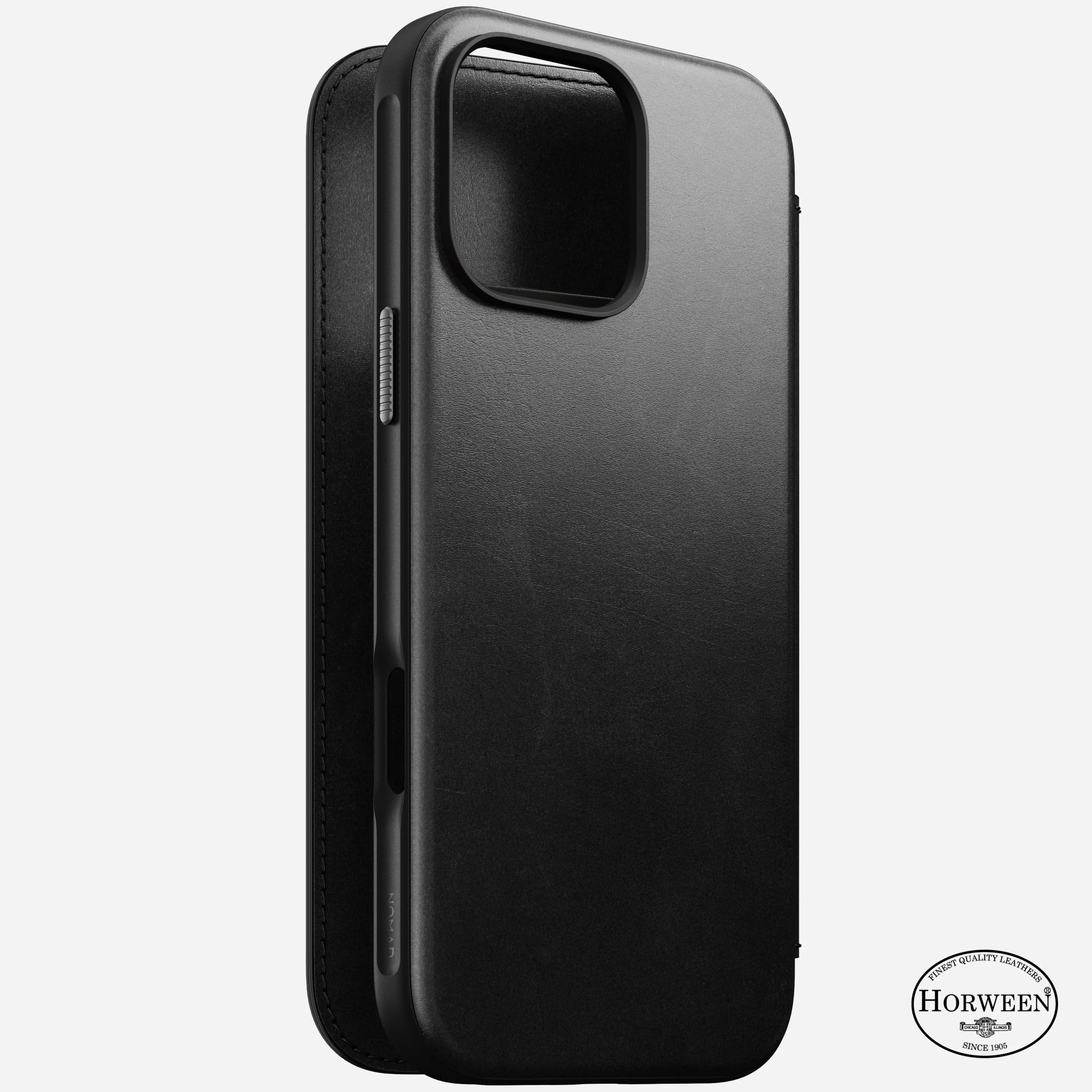 Nomad Horween Premium Leather Folio Case iPhone 16 Pro 6.3 - Black - Image 5