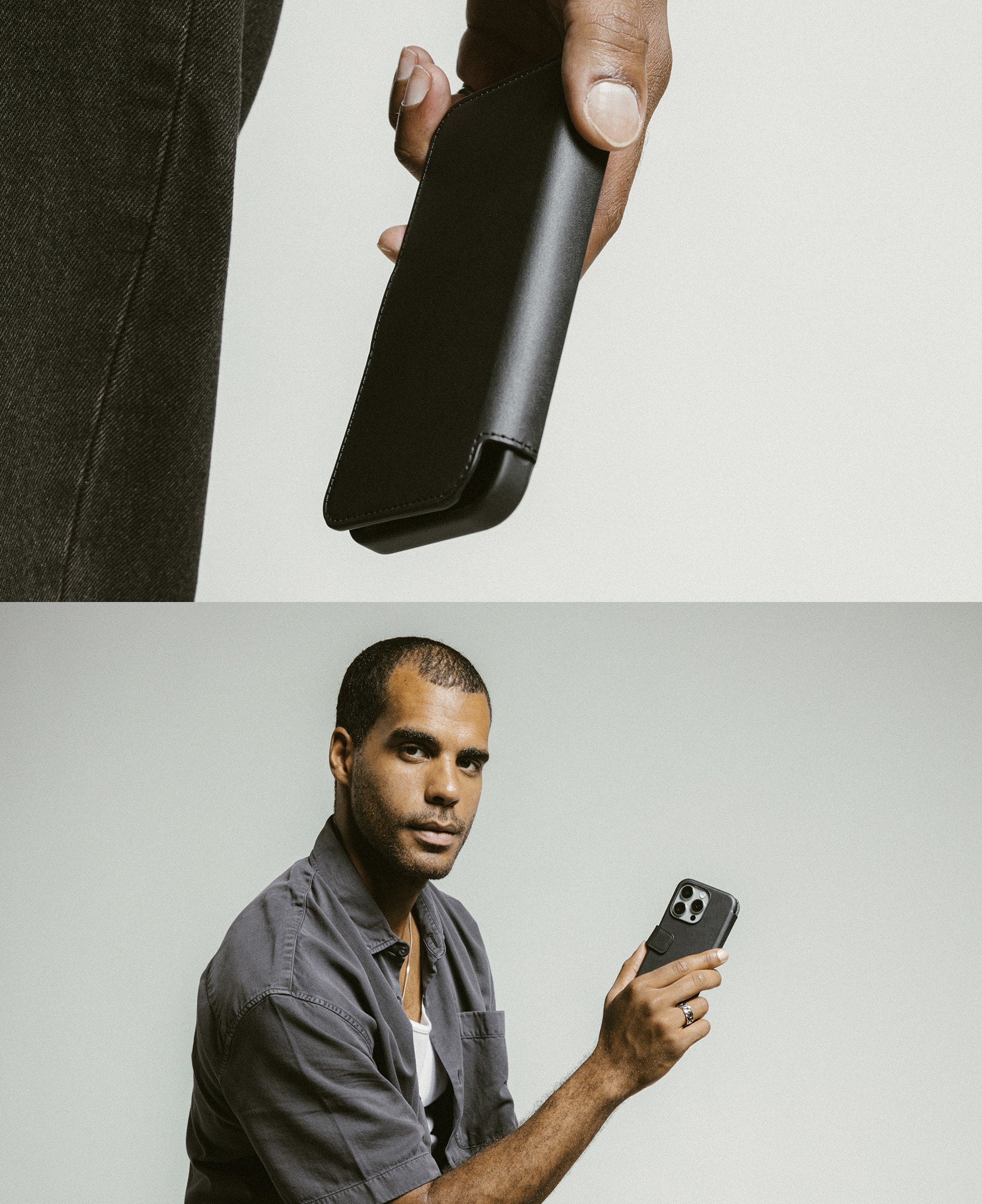 Nomad Horween Premium Leather Folio Case iPhone 16 Pro 6.3 - Black - Image 8