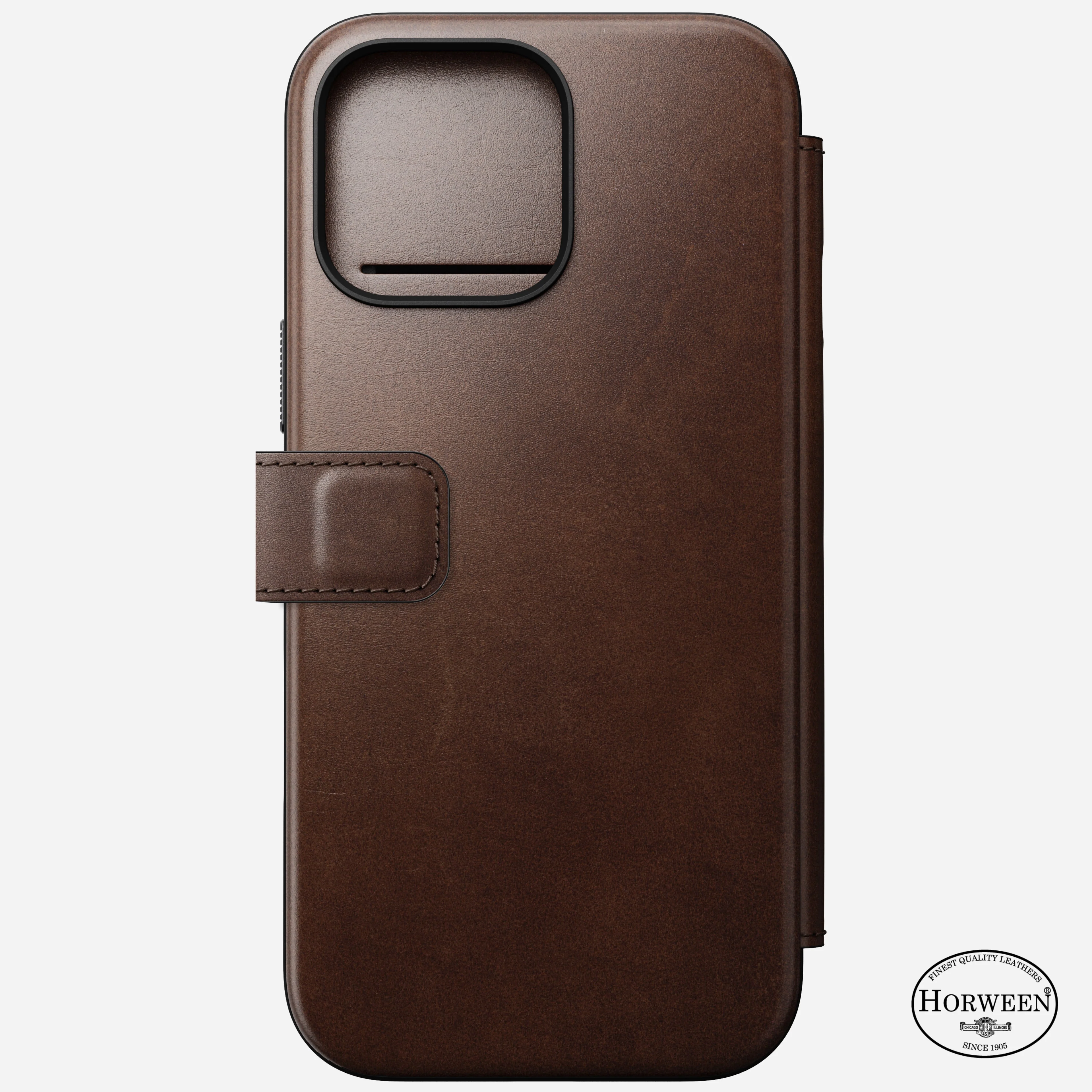 Nomad Horween Premium Leather Folio Case iPhone 16 Pro 6.3 - Brown - Image 3